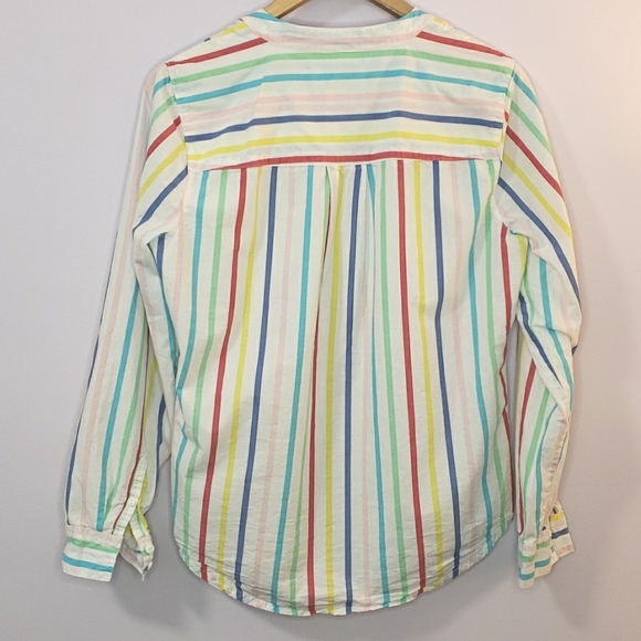 St. John's Bay 100% Cotton Women's Long Sleeve Buttoned Striped Shirt, Size Med - Picture 10 of 17
